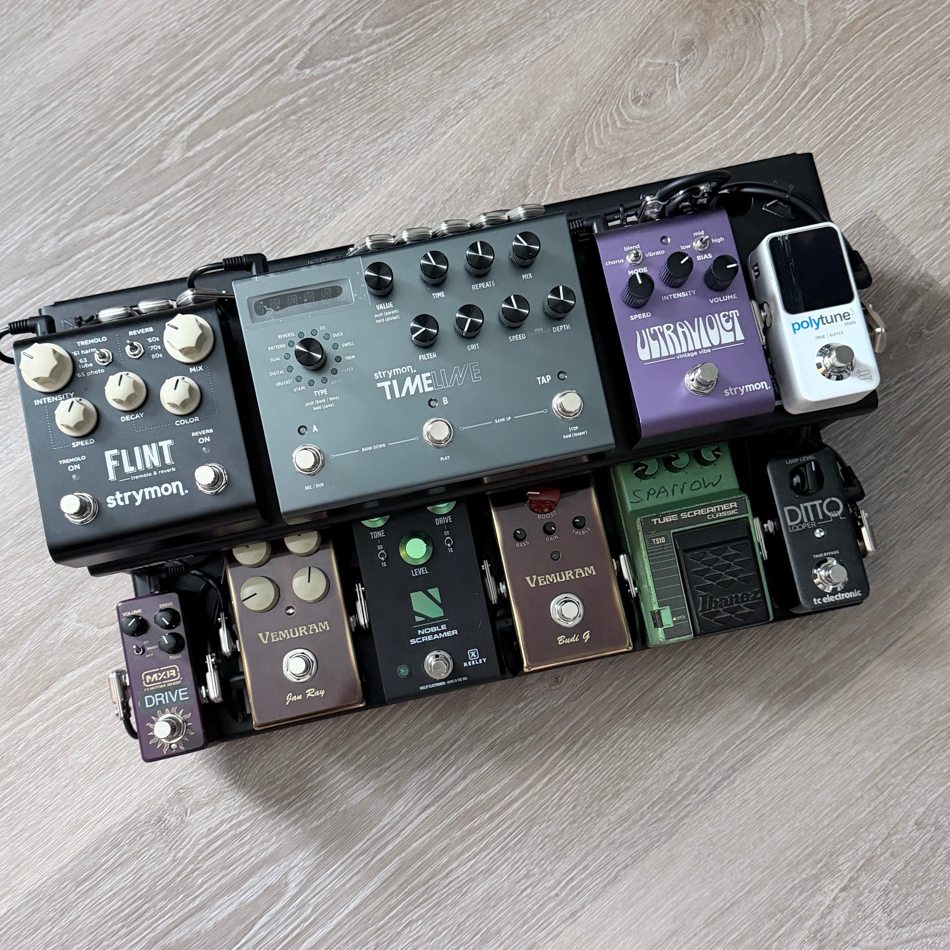 Finished custom pedalboard ready to play